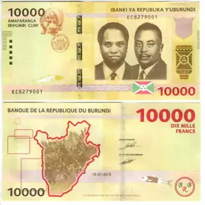 BURUNDI 10000 Francs UNC Hippo Banknote (2015) P-54 Prefix EC Paper Money - Picture 1 of 1