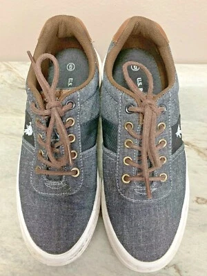 U.S. Polo Assn. Zapatillas deportivas con cordones con casco de mezclilla azul para niños talla 6 Foto 1 de 4