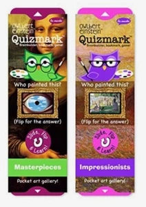 Picaso Vermeer Magrittee Works of Art Bookmark & Brainbuilder Game Quizmark RARE - Imagen 1 de 5