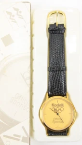 NOS New Vintage 1990s Kodak Film Olympic Official Sponsor Wrist Watch Leather - Picture 1 of 14
