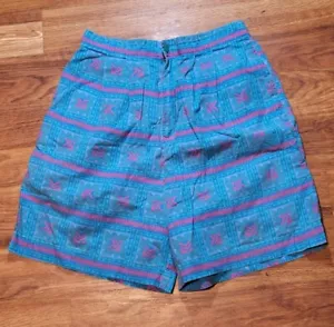 Vintage Retro Sigrid Olsen Size L Teal Pink Aztec Shorts - Picture 1 of 3