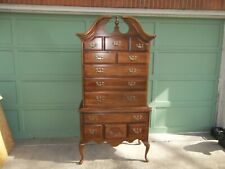 VINTAGE 2 PC AMERICAN DREW QUEEN ANNE CHIPPENDALE STYLE HIGHBOY CHEST ON CHEST