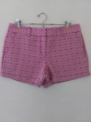Pantalones Cortos Ann Taylor Loft Mujer Talla 6 Tiro Medio 3.50" Entrepierna Diseño Rosa y Marfil Foto 1 de 4