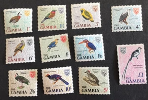 Gambia Elizabeth II 1966 Set di parti Birds fino a £1 SG234/45 Ex 236 nuovo di zecca non montato come nuovo - Foto 1 di 2