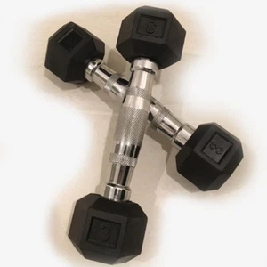 NUEVO PAR DE PESAS HEXAGONALES RECUBIERTAS DE GOMA DE 3 LB PARA GIMNASIO COMERCIAL - Imagen 1 de 1