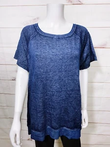 Calvin Klein Performance Womens Top Size XL Blue Back Zip Short Sleeve - Picture 1 of 9