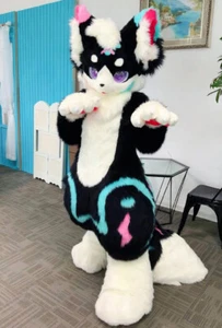 Long Fur Husky Dog Fox Mascot Costume Fursuit Halloween Suit Cosplay 428# - Picture 1 of 3