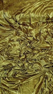 Premium Bright Gold Crushed Velvet Fabric Craft Stretch Velour Material 150cm - Picture 1 of 2