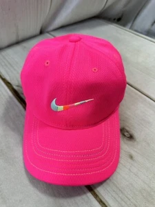 Nike Dri Fit Girls Rainbow Swoosh Hat Cap Pink Adjustable Lightweight Active - Picture 1 of 12