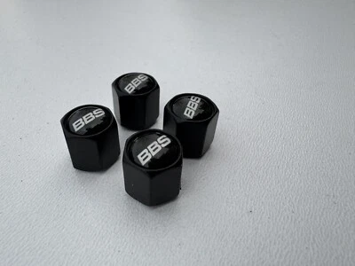 4 PIEZAS TAPONES ANTIPOLVO VÁLVULA NEUMÁTICO RUEDA BBS CON PLACA NEGRA Foto 1 de 4