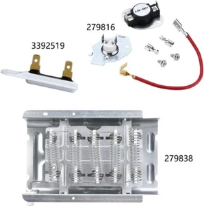Kit elemento riscaldante asciugatrice ricambio per Whirlpool KitchenAid Maytag Roper - Foto 1 di 3
