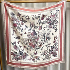 35&quot;X35&quot;Pink Butterfly Print Pure Twill Mulberry Silk14momme Wrap Scarf 88x88cm