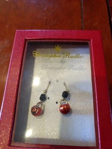 Christopher Radko Halloween Pumpkin earrings  nib  - Picture 1 of 1