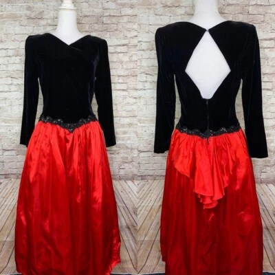 винтажное черное красное выпускное платье Scott McClintock 12 - Изображение 1 из 4