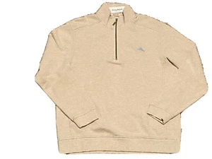 Tommy Bahama Mens Antigua Cove Ribbed Stretch Knit Half-Zip Sweater Ivory Medium - Picture 1 of 4