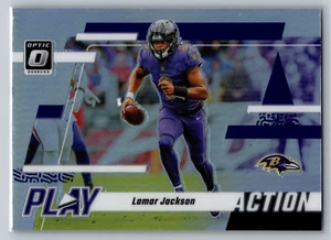 Fútbol óptico Lamar Jackson Silver Play Action Ravens 2023 Panini Donruss - Imagen 1 de 2