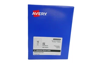 Avery Glossy Clear Round Labels 2" diameter, 600 Glossy Clear Labels - Picture 1 of 4