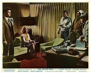 The Satan Bug Original Lobby Card George Maharis Anne Francis Man holding gun
