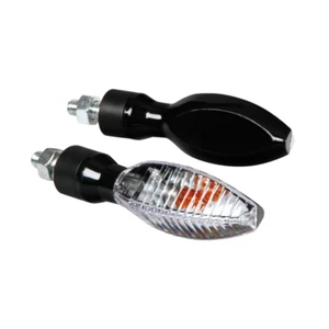 Coppia Frecce Alogene Moto omologate 10w Nere Indicatori Direzione Luce Arancio - Imagen 1 de 2