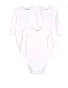 Carter's Child of Mine Baby 3-6 Months Long Sleeve White Bodysuit 3-Pack T Shirt - Picture 1 of 5