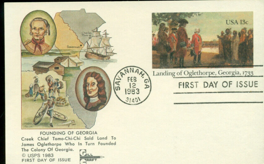 1983 FDC Postal Card - Scott# UX98 - Gill Craft Cachet  UA - Image 1 of 1