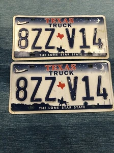 Texas 8ZZ V14 Space Shuttle License Plate Set 2000s Y2K - Picture 1 of 9