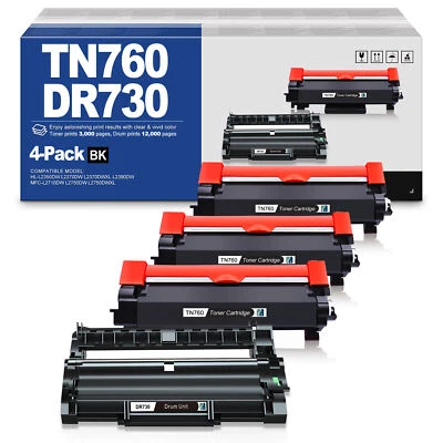 TN760 Toner DR730 Drum Compatible For Brother DCP-L2550DW HL-L2395DW 2730DW Lot - Image 1 of 4
