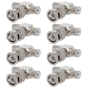 8 Pcs BNC Male to 2-RCA Female Coax Coaxial Video Adapter Connector CCTV Camera - Picture 1 of 2