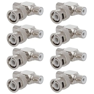 8 Pcs BNC Male to 2-RCA Female Coax Coaxial Video Adapter Connector CCTV Camera - Image 1 of 2
