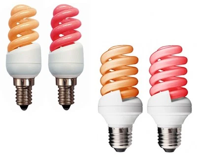 Lampadina a spirale elettrica Fire Glow CFL 7 W, 9 W, 11 W SES E14, ES E27 ambra rossa