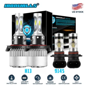 H13 9008 LED Headlight High/low +9145 9140 Fog Lights for Ford F-150 2004-2014 - Picture 1 of 12