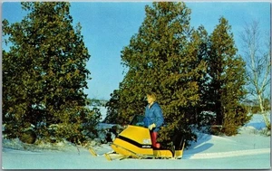 c1960s LAC LA CROIX, Quebec CANADA Postcard BILL ZUP'S FISHING CAMP / Snowmobile - Picture 1 of 2