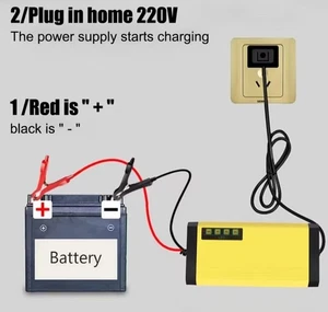S12V 2A Auto Batterie Ladegerät 220V Power Puls Reparatur Ladegerät Nass... - Bild 1 von 6