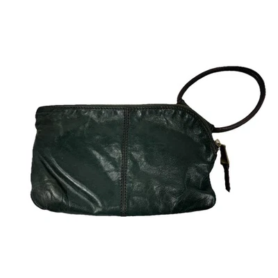 HOBO Sable Envejecido Bosque Verde Cremallera Superior Cuero Anillo Muñequera Billetera Foto 1 de 4