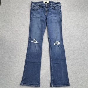 Hollister Damen 9R blau distressed Bootcut Jeans Denim zerrissen Knie Medium Wash - Bild 1 von 13