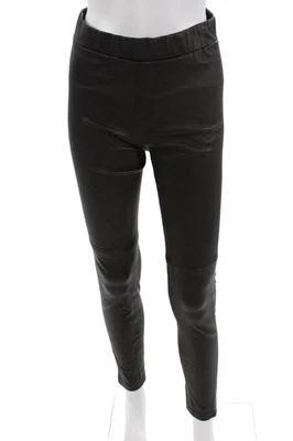 Jeggings de motociclista Theory para mujer de cuero de cordero negro talla 2 Foto 1 de 4