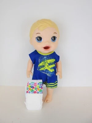 Hasbro Baby Alive Doll Super Snackin Luke Blonde Boy Doll 2015 Conjunto Pañal Foto 1 de 4