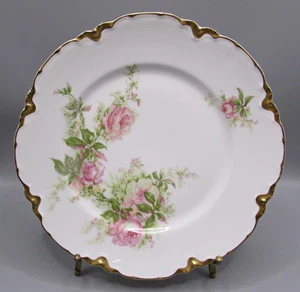 Haviland Dinner Plate -  Large Pink Roses - Gold Edge - UID - Ranson - Picture 1 of 4
