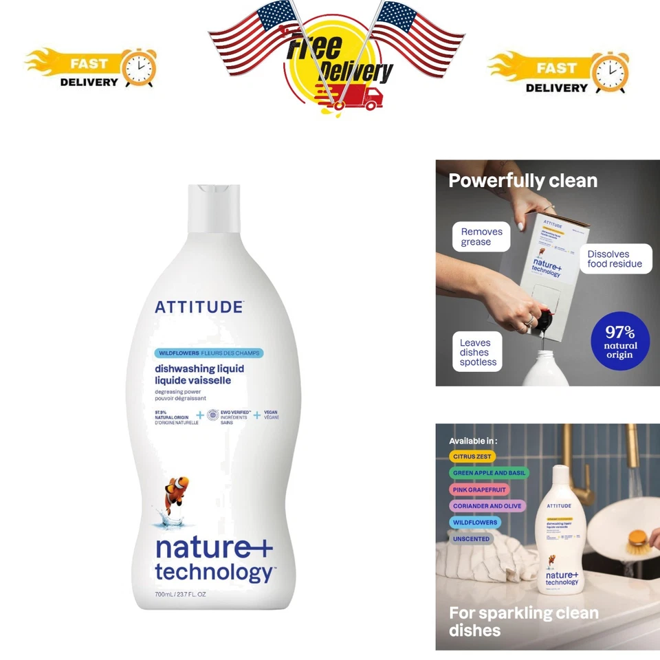 Dishwashing Liquid Wildflowers 23.7 Oz by Attitude