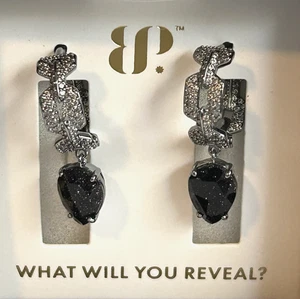 UNTAMED Earrings 'Linked on a Dare' Onyx Sandstone on HEMATITE Bomb Party NEW! - Picture 1 of 4