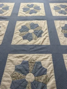 OMG! Vintage Handmade Hand Quilted Dresden Plate Quilt 99x85 queen #373 - Picture 1 of 24