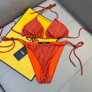 Womens swimsuit Fendi FF logo red color triangle bikini swimsuit 2 pieces size M - Picture 1 of 4