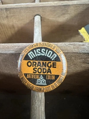 Mission Orange Soda Used Cork Backed Bottle Cap Vintage Artificial Clr Crowncap - Image 1 of 2