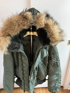 VIETNAM 60s ALPHA INDUSTRIES FLIGHT HEAVY (M) JACKET REAL FUR HOODED N-2B USA - Picture 1 of 24
