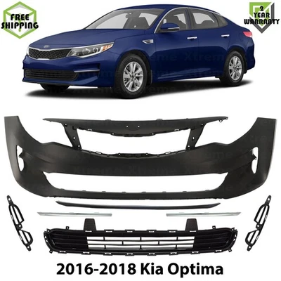 Front Bumper Cover Primed Plastic & Bumper Trims  Kit For 2016-2018 Kia Optima Foto 1 de 4