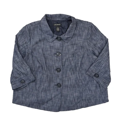 Blazer para mujer Lane Bryant talla 26 cuatro botones azul manga larga algodón Foto 1 de 4