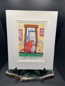 Künstler Frank Coble „Do I Look Fat?“ Signierter Mattdruck Katze Kätzchen Humor - Bild 1 von 9