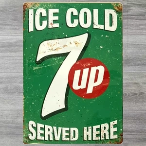 Ice Cold 7up Served Here 8 x 12 Vintage Novelty Metal Sign Made In USA New! - Picture 1 of 3