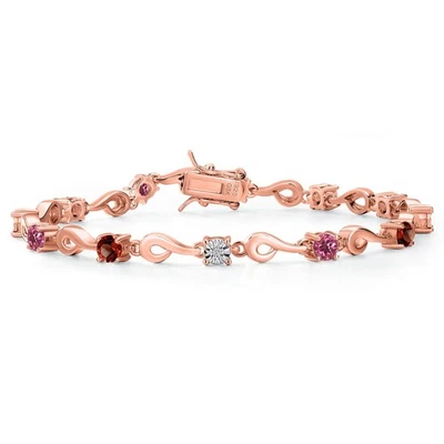 Brazalete de plata chapado en oro rosa de 18 quilates turmalina granate rojo redondo de 2,87 quilates Foto 1 de 4