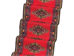 Red Motif Stair Carpet for 12th Scale Dolls House - Picture 1 of 1